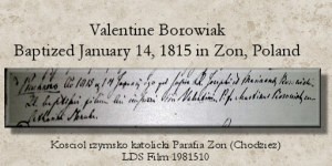 Valentine Borowiak Baptism record