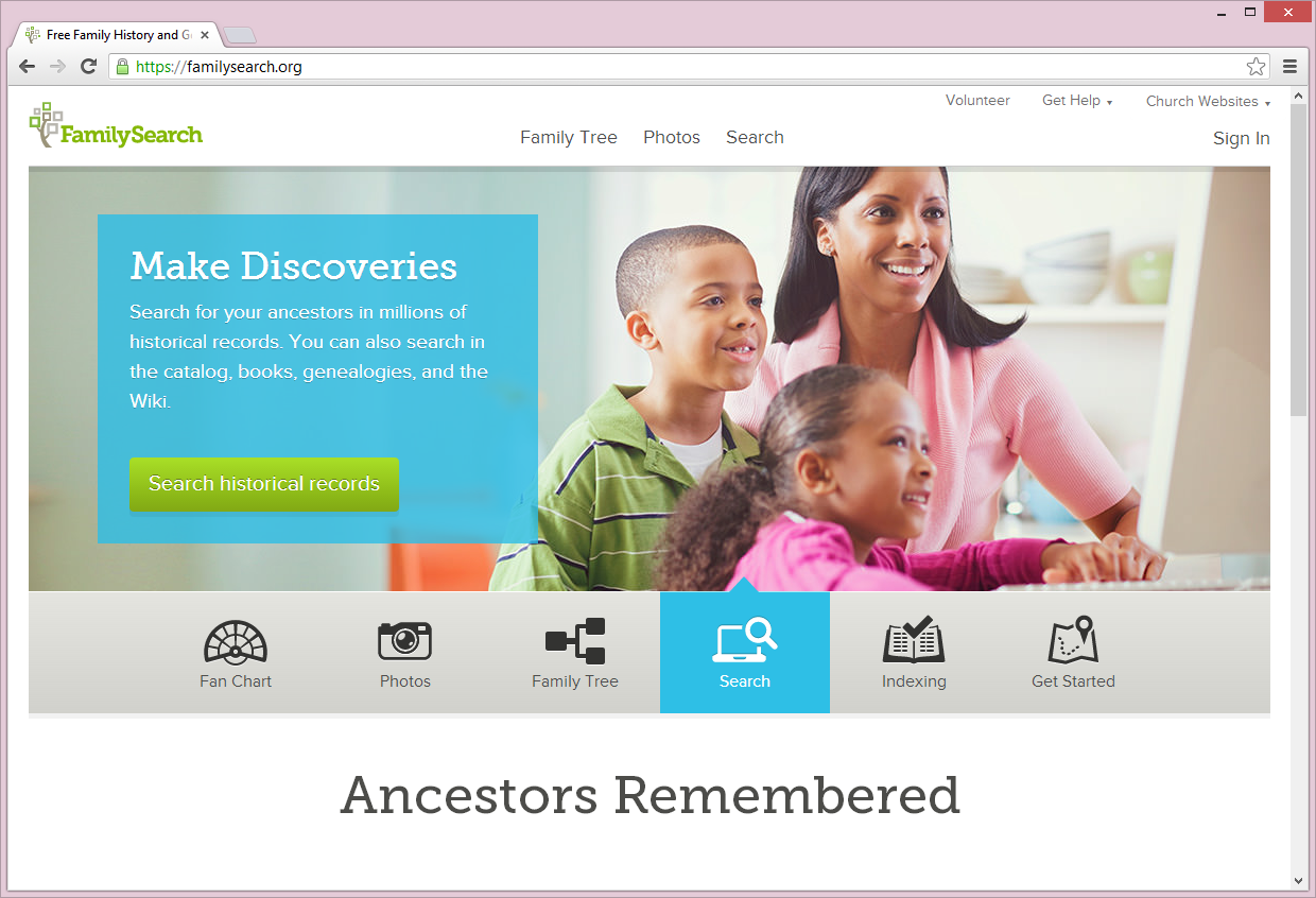 FamilyTree Website Home Page