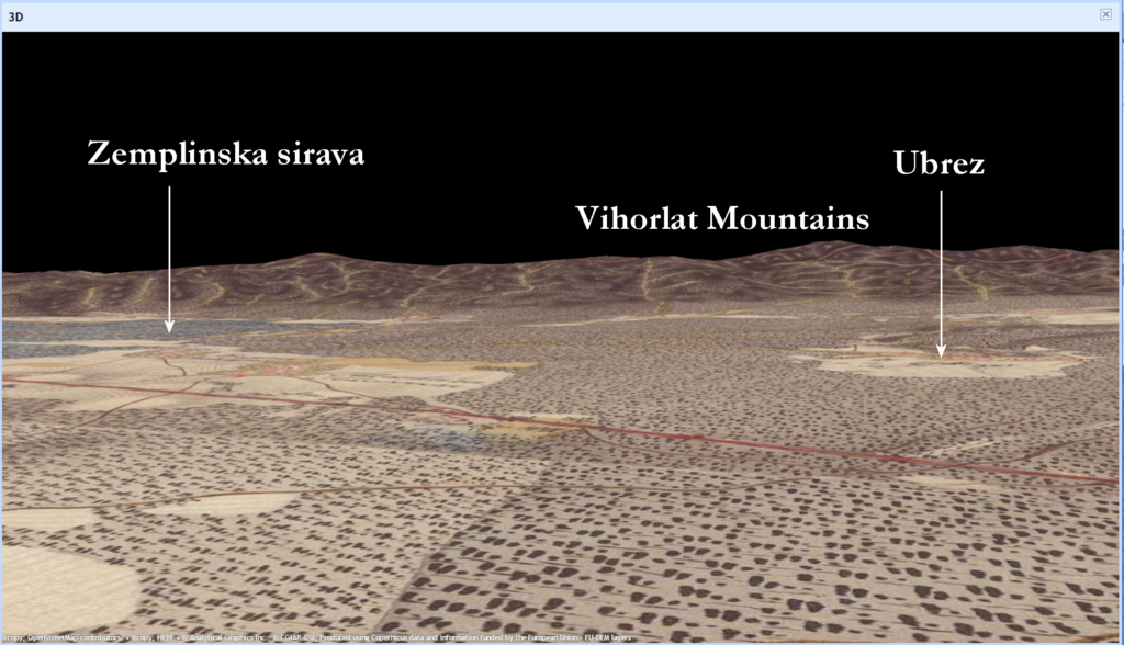 Ubrez Area, 3D View - 1st Military Survey 1700s