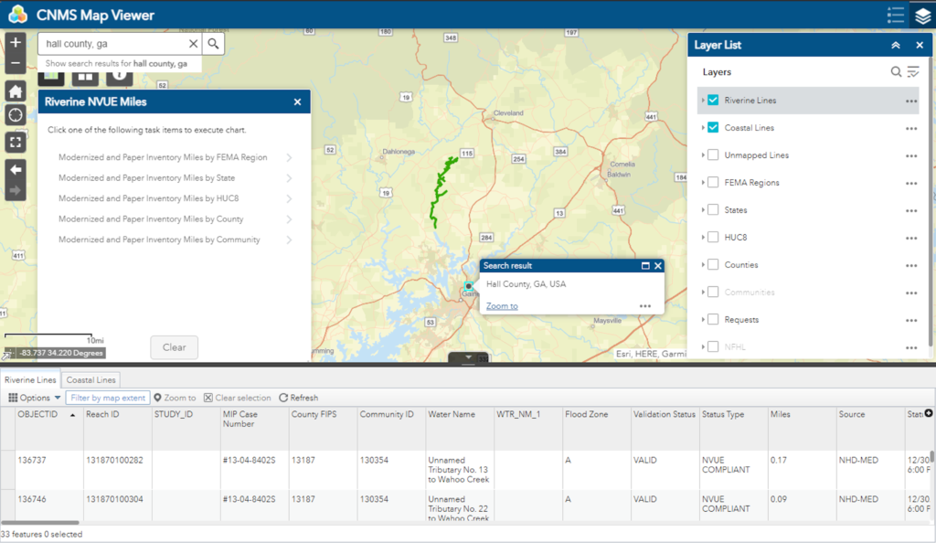 Screenshot showing Wahoo creek highlighted