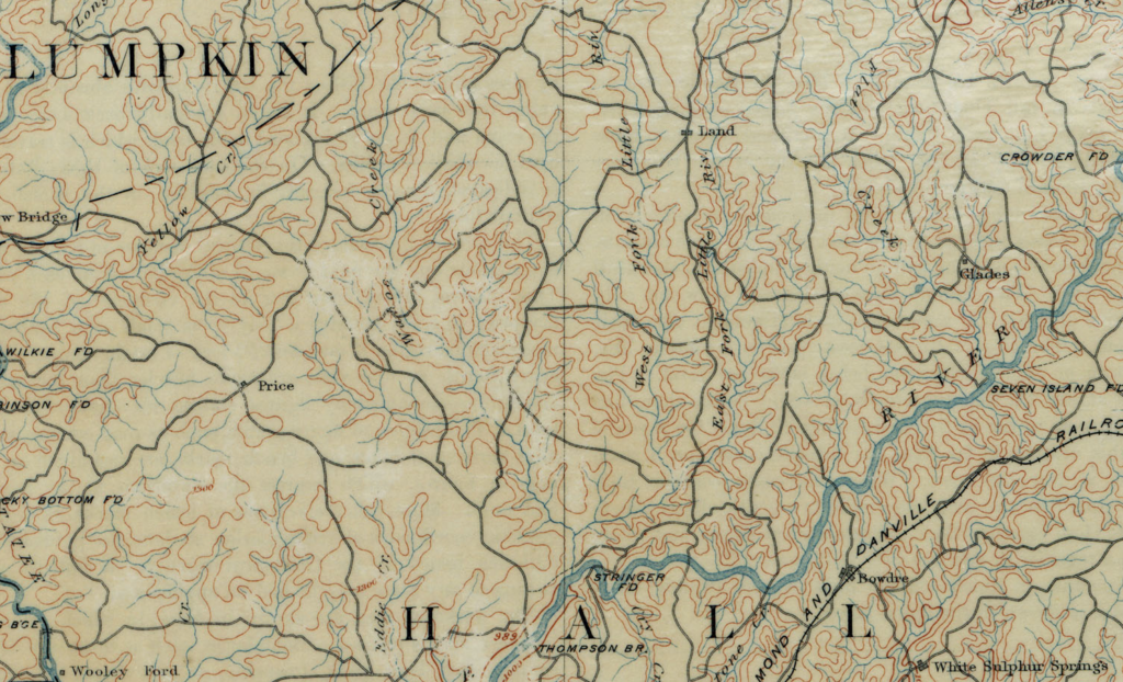 USGS quad map of the area showing Wahoo creek and West Fork of Little River