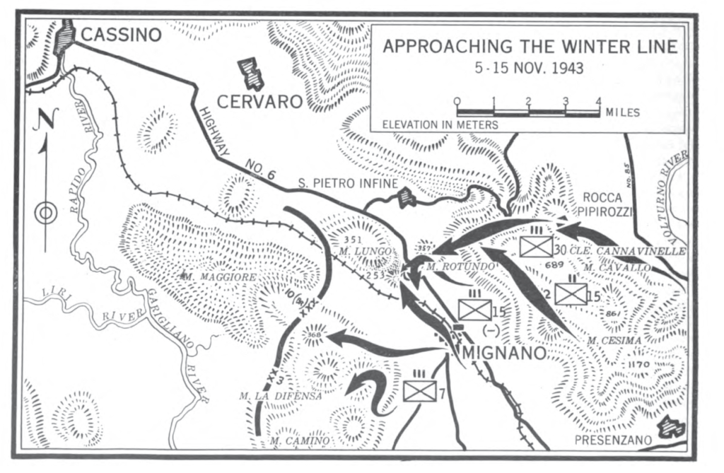 Map of Italian campaign of 3rd Infantry Division