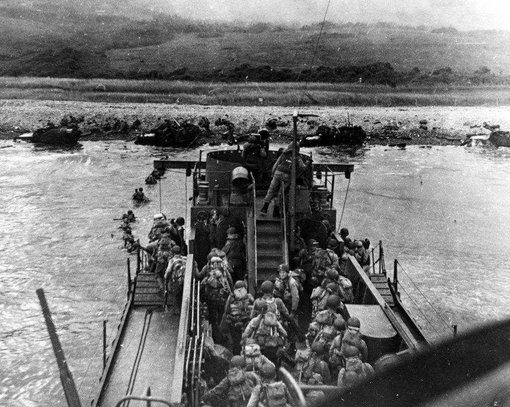 Photo of troops landing on Omaha Beach on D-day