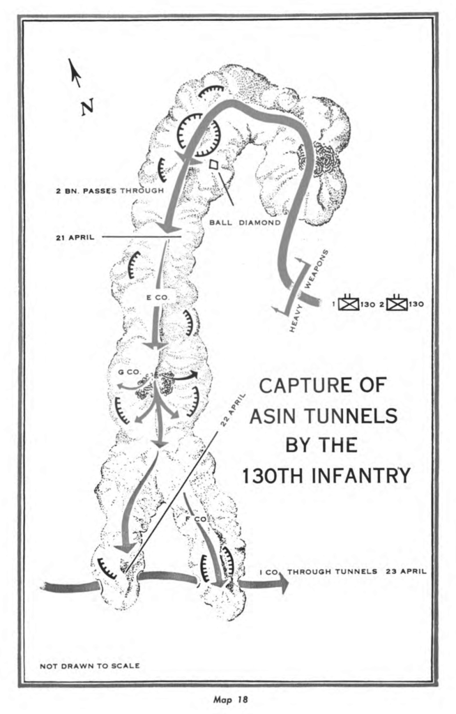 Map showing capture of Asin Tunnels