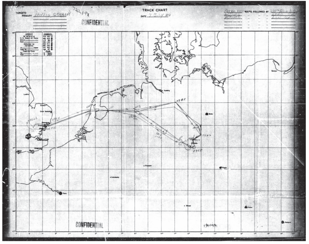 map showing flight path of 42-107218 of
