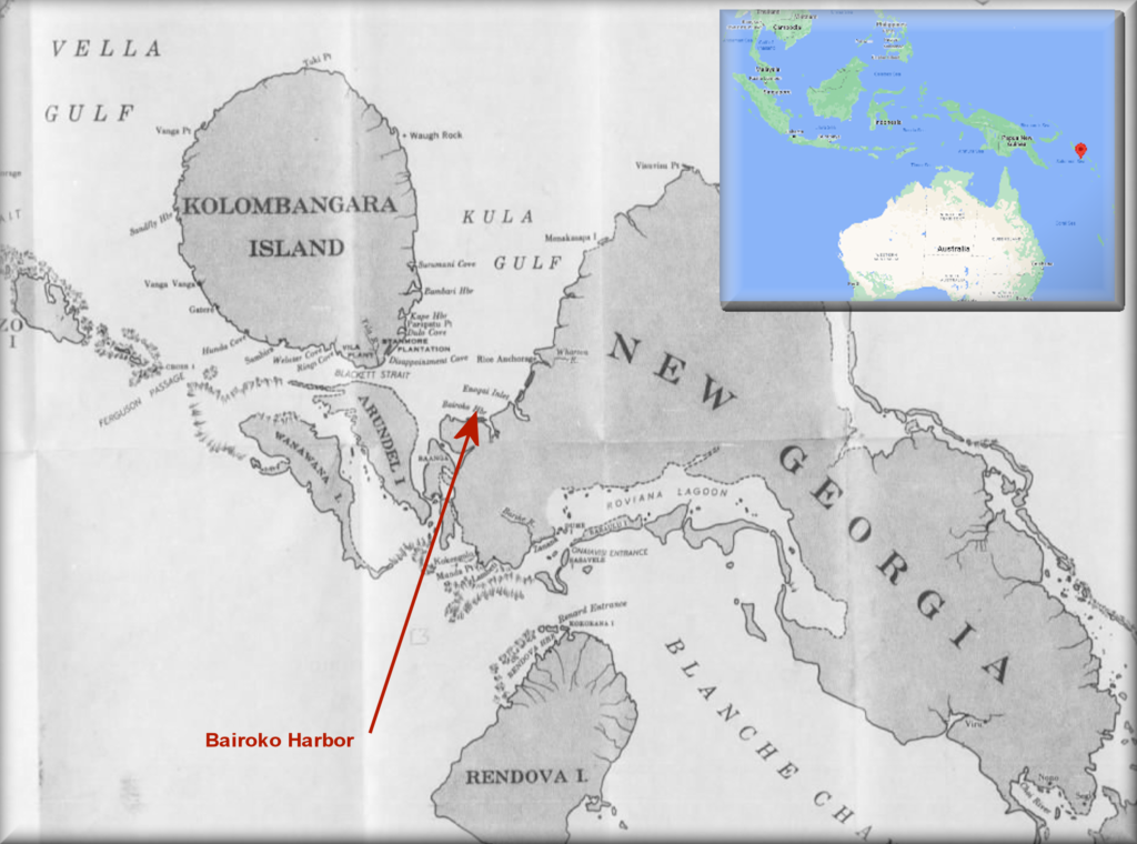 Map showing location of Bairoko Harbor