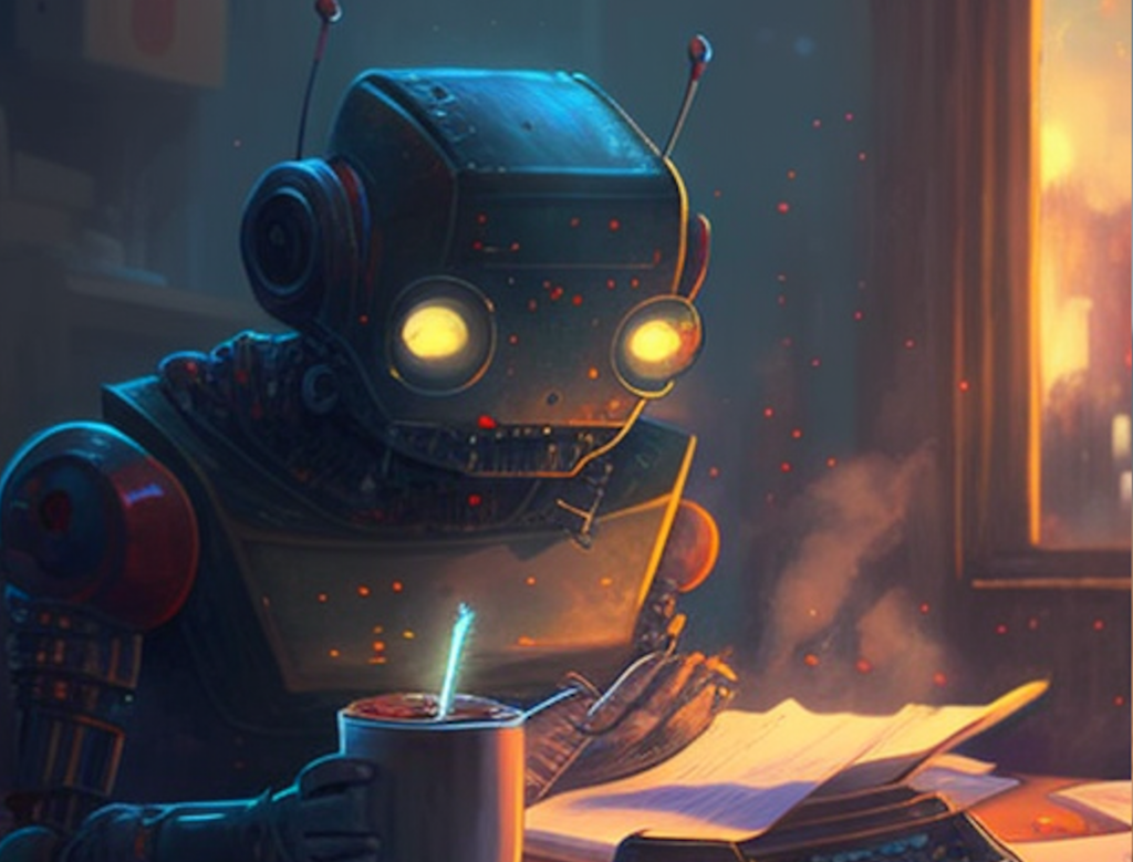 Robot writing a story