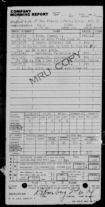 Morning Report noting that PVT Valentine Garncarz was KIA