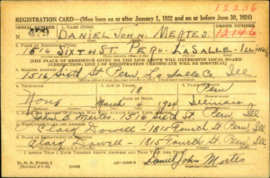 WWII Draft Registration Card for Daniel John Mertes