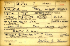 WWII Draft Registration Card for Milton J. Haas