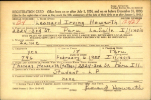 WWII Draft Registration Card Leonard Howarth
