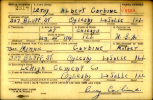 WWII Draft Registration Card for Leroy A Carbine